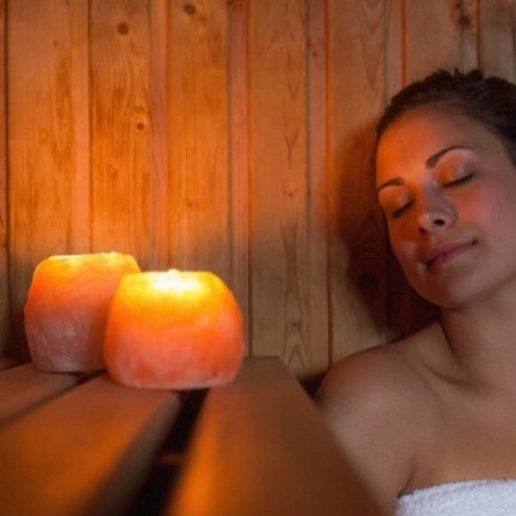 1 SET LEFT! 2 Giant Himalayan Salt Candle Holders - Picture 2 of 8